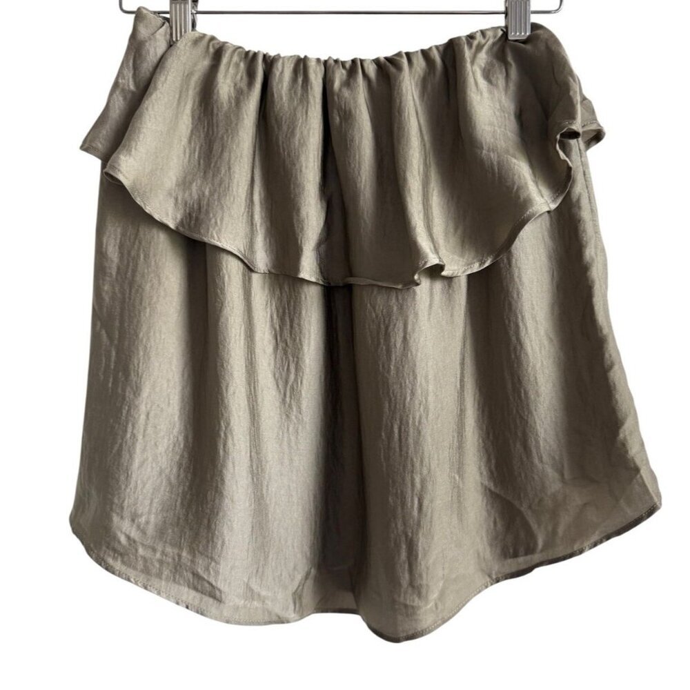 La Miel Sand Satin Ruffle Cropped Sleeveless Top Women's Size Medium NEW